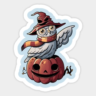 Spooky Magic Cute Funny Pumpkin Owl Sticker
